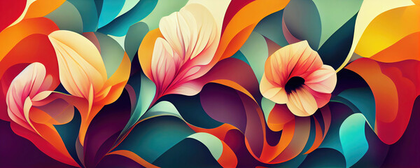 Beautiful modern colorful flower design - obrazy, fototapety, plakaty