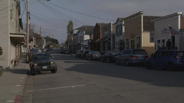 Cars parked on small town main street / Coupeville, Washington, United States