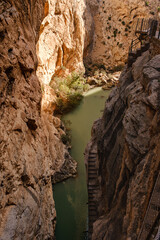 Caminito del Ray, The King's Path. A famous walkway along the steep walls of a narrow gorge in Spain.