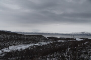 snowy mountains in Sweden in Abisko