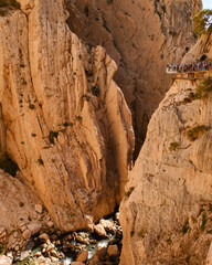 Caminito del Ray, The King's Path. A famous walkway along the steep walls of a narrow gorge in Spain.