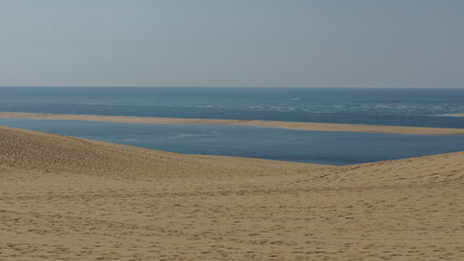 Atlantic sea and sand dune, Dune du Pilat, Arcachon, Nouvelle-Aquitaine, France