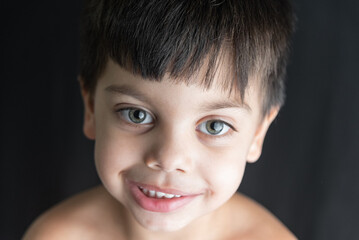 Cute adorable boy in the studio