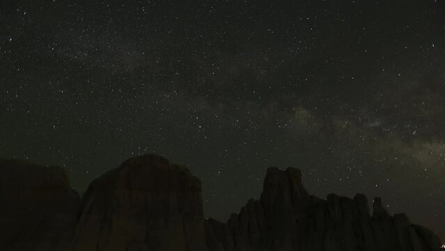 Time lapse of milky way constellation in night sly / Glen Canyon National Recreation Area, Utah, United States