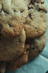 Chocolate cookie close up photo