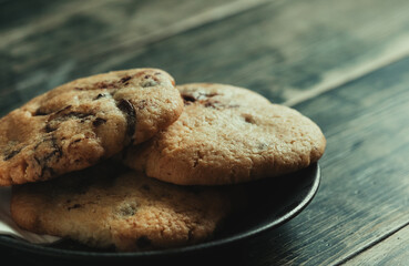 Chocolate cookie close up photo
