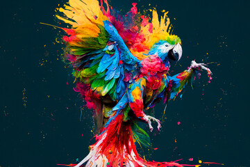 Obraz na płótnie Canvas Paint Splashed Parrot