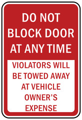 Garage sign and label do not block door at any time