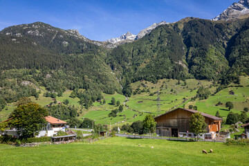 Fototapeta na wymiar Dramatic landscape of swiss alps in upper Engadine, Graubunden, Switzerland