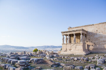 Naklejka premium Beautiful view of the Acropolis and Erechtheion in Athens, Greece