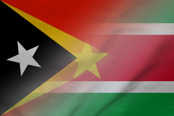 East Timor and Suriname official flag transborder contract SUR