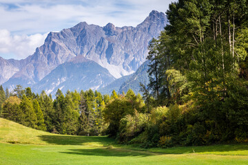Dramatic landscape of swiss alps in upper Engadine, Graubunden, Switzerland