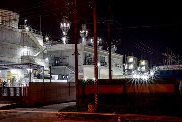 Fototapeta na wymiar Power plant at night in thailand.