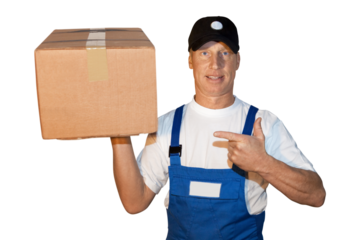 Parcel carrier series: sympathetic parcel carrier delivers a parcel.