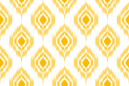 Ikat ethnic seamless pattern decoration design. Aztec fabric carpet boho mandalas textile decor wallpaper. Tribal native motif ornaments African American folk traditional embroidery vector background 