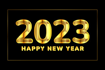 2023 Happy New Year with gold number on dark background