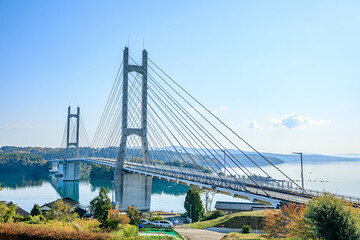 Fototapeta na wymiar 秋のツインブリッジのと　石川県七尾市　Twin bridge NOTO in autumn. Ishikawa Prefecture,Nanao City