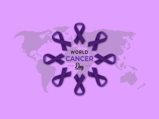 Illustration Of 4 February World Cancer Day Poster Or Banner Background.
