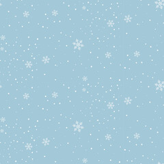 Seamless pattern with snowflakes on the blue background