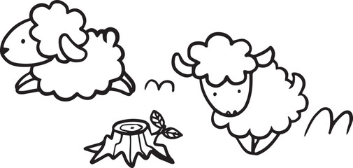 sheep animal cartoon doodle kawaii anime coloring page cute illustration drawing clip art character chibi manga comic