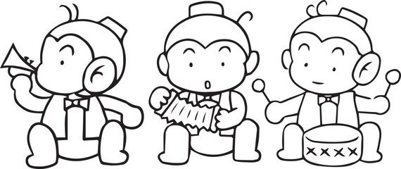 monkey animal cartoon doodle kawaii anime coloring page cute illustration drawing clip art character chibi manga comic