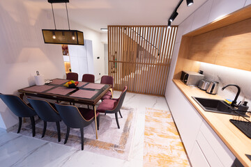 Modern luxury home interior, trendy modern design of house