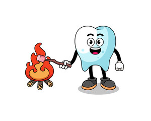 Illustration of tooth burning a marshmallow