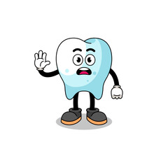 tooth cartoon illustration doing stop hand