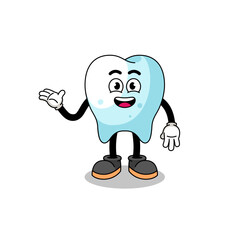 Obraz na płótnie Canvas tooth cartoon with welcome pose