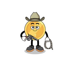 Character mascot of indian rupee as a cowboy
