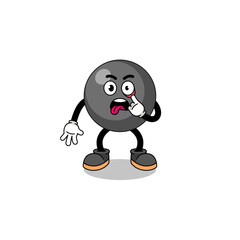 Character Illustration of dot symbol with tongue sticking out