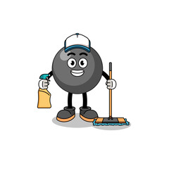 Character mascot of dot symbol as a cleaning services