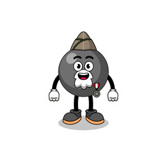 Character cartoon of dot symbol as a veteran
