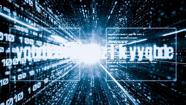 Software development, application programming code and tacit computer coding . Concept of smart digital transformation and technology disruption that changes global trends in new information era .
