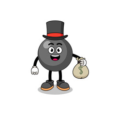 dot symbol mascot illustration rich man holding a money sack