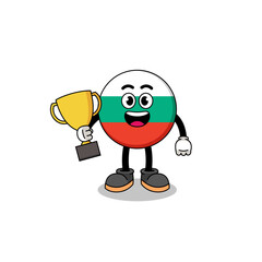 Cartoon mascot of bulgaria flag holding a trophy