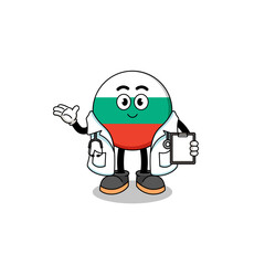 Obraz premium Cartoon mascot of bulgaria flag doctor