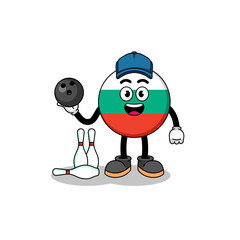 Mascot of bulgaria flag as a bowling player