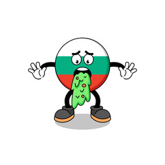 bulgaria flag mascot cartoon vomiting