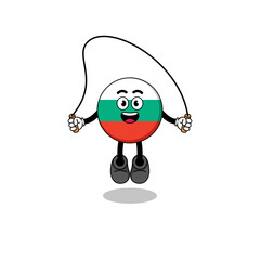 bulgaria flag mascot cartoon is playing skipping rope