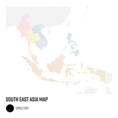 世界地図ドット粗め 東南アジア地域 国別にグループ