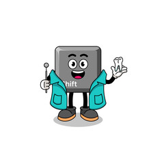 Illustration of keyboard shift key mascot as a dentist