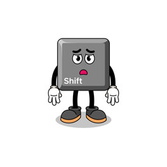 keyboard shift key cartoon illustration with sad face