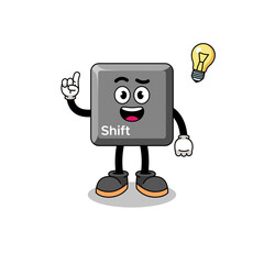 Fototapeta premium keyboard shift key cartoon with get an idea pose
