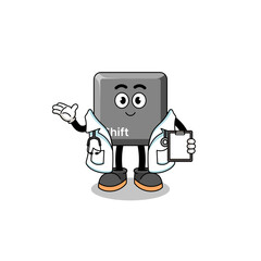 Cartoon mascot of keyboard shift key doctor