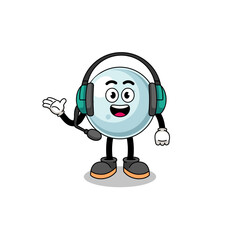 Mascot Illustration of silver ball as a customer services