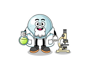Mascot of silver ball as a scientist