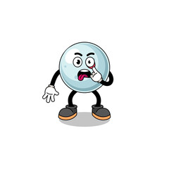 Character Illustration of silver ball with tongue sticking out