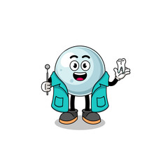 Illustration of silver ball mascot as a dentist