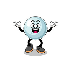 silver ball cartoon searching with happy gesture